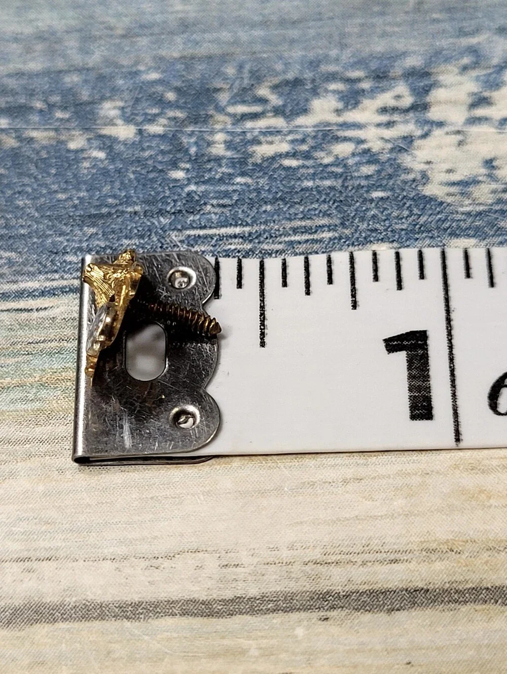 Gold Deer Stag Pin with Blue Clock Crest - Screw Pin.